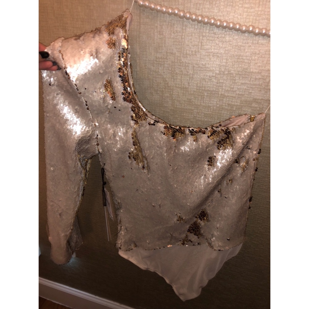 ASTR gold sequin bodysuit